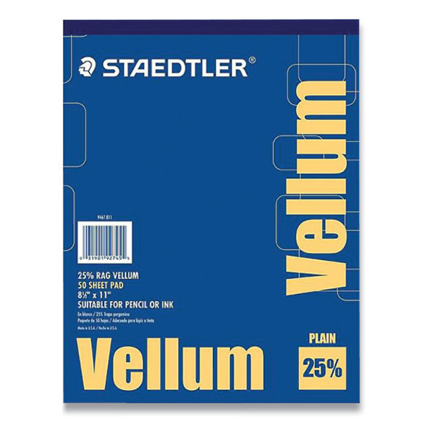 Staedtler Vellum Tracing Paper, 8.5 x 11, White, 50/Pad 946T 811 Zoro